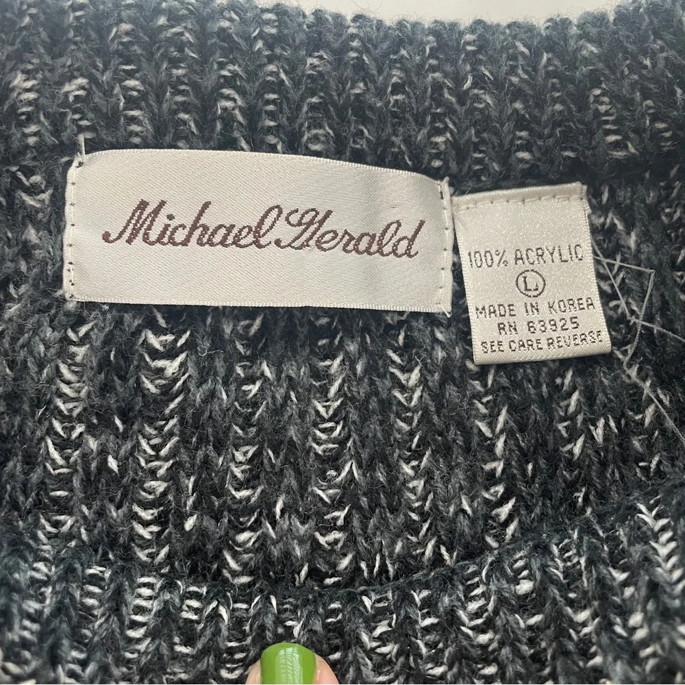 VNTG 80s 90s Michael Gerald Cable Knit Chunky Dad Core Pullover Grey Sweater (L)